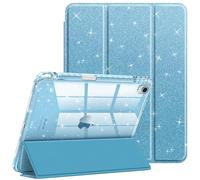 FINTIE Coque pour iPad Air 11 Pouces M4/M3/M2 (2026/2025/2024) et iPad Air 5/4 10.9” (2022/2020) - [Série Pailleté] Etui Scintillant, Housse Transparente Brillante Antichoc, Bleu Ciel