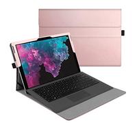 FINTIE Coque pour 12.3” Microsoft Surface Pro 7+/7/6/5/4/3 - Coque Multi Angles Etui de Protection Couverture Pochette Cover, Or Rose