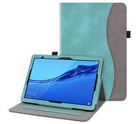 FINTIE Coque pour Huawei MediaPad T5 10 10.1 Pouces - Etui de Protection Vue Ajustables Housse Case Cover avec Poche de Cartes, Support Tablette Multi Angles, Denim Turquoise