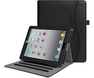 FINTIE Coque pour iPad 4e/3e/2e Génération 9.7 Pouces - Noir | Étui Housse Folio Multiposition avec Poche de Cartes et Fonction Sommeil/Réveil Automatique