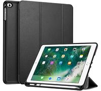 FINTIE Coque pour iPad 6e & 5e Génération 2018/2017-9.7 Pouces | Housse Mince, Étui Arrière Souple en TPU, Coque avec Porte-stylet et Sommeil/Réveil Automatique, Noir