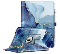 FINTIE Coque pour iPad 9.7 Pouces 6ème Gén 2018 / iPad 5ème Gén 2017 / iPad Air 2 / iPad Air - Etui de Protection 360° Rotation Housse Case Cover Sommeil/Réveil Auto, Marbre Océan