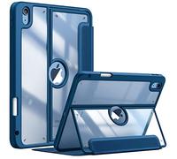 FINTIE Coque pour iPad (A16) 11 Pouces 11ème Génération 2025, iPad 10ème Génération 10.9 Pouces 2022 - [Rangement de Stylet] Housse Fine et Multipositions Coque Antichoc Transparente, Bleu Marine