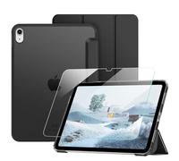 Fintie Coque pour iPad (A16) 11e/10e Génération (11/10.9 Pouces, 2025/2022) avec Verre Trempé - Coque Rigide Transparente Givrée, Housse Fine Légère, (Noir)