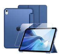 Fintie Coque pour iPad (A16) 11e/10e Génération (11/10.9 Pouces, 2025/2022) avec Verre Trempé - Coque Rigide Transparente Givrée, Housse Fine Légère, (Bleu)