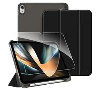 FINTIE Coque pour iPad (A16) 11e/10e Génération (11/10.9 Pouces, 2025/2022) - [avec Verre Trempé & Rangement de Stylet] Coque Rigide Transparente Givrée, Housse Fine Légère, Noir