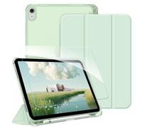 FINTIE Coque pour iPad (A16) 11e/10e Génération (11/10.9 Pouces, 2025/2022) - [avec Verre Trempé & Rangement de Stylet] Coque Rigide Transparente Givrée, Housse Fine Légère, Vert Clair