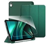 FINTIE Coque pour iPad (A16) 11e/10e Génération (11/10.9 Pouces, 2025/2022) - [avec Verre Trempé & Rangement de Stylet] Coque Rigide Transparente Givrée, Housse Fine Légère, Vert Nuit