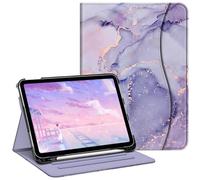 FINTIE Coque pour iPad A16 11e Génération 11" 2025/iPad 10e Gén 10.9" 2022 | Rangement de Stylet, Housse Multipositions Etui avec Poche de Document, Marbre Lilas