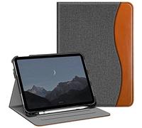 FINTIE Coque pour iPad (A16) 11ème Génération 11 Pouces 2025, iPad 10ème Génération 10.9 Pouces 2022 - [Rangement de Stylet] Housse Multipositions Etui avec Poche de Document, Gris/Marron