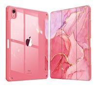 FINTIE Coque pour iPad (A16) 11ème Génération 11 Pouces 2025, iPad 10ème Génération 10.9 Pouces 2022 - [Rangement de Stylet] Coque Transparente Claire, Housse Bord Antichoc, Marbre Rose