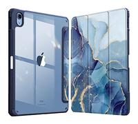 FINTIE Coque pour iPad 11ème Génération 11 Pouces A16 (2025), iPad 10ème Génération 10.9 Pouces (2022) - [Rangement de Stylet] Coque Transparente Claire, Housse Bord Antichoc, Marbre Océan