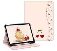 FINTIE Coque pour iPad (A16) 11ème Génération 11 Pouces 2025, iPad 10ème Génération 10.9 Pouces 2022 - [Rangement de Stylet] Housse Multipositions Etui avec Poche de Document, Cerise