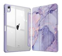FINTIE Coque pour iPad 11ème Génération 11 Pouces A16 (2025), iPad 10ème Génération 10.9 Pouces (2022) - [Rangement de Stylet] Coque Transparente Claire, Housse Bord Antichoc, Marbre Lilas