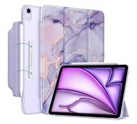 FINTIE Coque pour iPad Air 11 Pouces M3/M2 (2025/2024) et iPad Air 5/4 10.9 Pouces (2022/2020) - [Rabat Magnétique & Recharger Le Pencil] Etui Translucide Givré Housse Fine Légère, Marbre Lilas