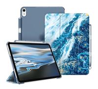 FINTIE Coque pour iPad Air 11 Pouces M3/M2 (2025/2024) et iPad Air 5/4 10.9 Pouces (2022/2020) - [Rangement de Stylet] Étui Transparent Mat, Housse Fine Veille/Réveil Auto, Vague Sablé