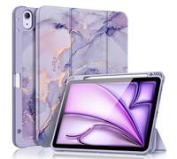 FINTIE Coque pour iPad Air 11 Pouces M3/M2 (2025/2024), iPad Air 5/4 10.9 Pouces (2022/2020), Étui avec Rangement de Stylet, Housse Antichoc Arrière Souple Veille/Réveil Auto, Marbre Lilas