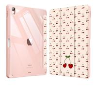 FINTIE Coque pour iPad Air 11 Pouces M3/M2 (2025/2024), iPad Air 5/4 10.9 Pouces (2022/2020) - [Rangement de Stylet] Housse Transparente Claire Etui Antichoc Veille/Réveil Auto, Cerise