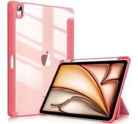 FINTIE Coque pour iPad Air 11 Pouces M3/M2 (2025/2024), iPad Air 5/4 10.9 Pouces (2022/2020) - [Rangement de Stylet] Housse Transparente Claire Etui Antichoc Veille/Réveil Auto, Rose Pastèque