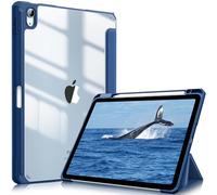 FINTIE Coque pour iPad Air 11 Pouces M3/M2 (2025/2024), iPad Air 5/4 10.9 Pouces (2022/2020) - [Rangement de Stylet] Housse Transparente Claire Etui Antichoc Veille/Réveil Auto, Bleu Naval