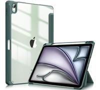 FINTIE Coque pour iPad Air 11 Pouces M3/M2 (2025/2024), iPad Air 5/4 10.9 Pouces (2022/2020) - [Rangement de Stylet] Housse Transparente Claire Etui Antichoc Veille/Réveil Auto, Vert Forêt