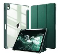 FINTIE Coque pour iPad Air 11 Pouces M3/M2 (2025/2024), iPad Air 5/4 10.9 Pouces (2022/2020) - [Rangement de Stylet] Housse Transparente Claire Etui Antichoc Veille/Réveil Auto, Vert Bouteille