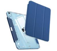 FINTIE Coque pour iPad Air 11 Pouces M3/M2 (2025/2024), iPad Air 5/4 10.9 Pouces (2022/2020) - [Tiroir Rétractable pour Ranger Pencil] Housse Transparente Claire Etui Antichoc, Bleu Naval