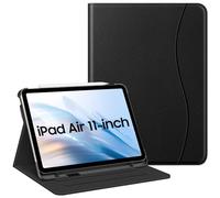 FINTIE Coque pour iPad Air 11 Pouces M3/M2 (2025/2024), iPad Air 5/4 10.9 Pouces (2022/2020) - [Rangement de Stylet] Etui Multipositions Housse avec Poche de Cartes, Noir