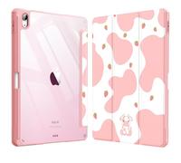 FINTIE Coque pour iPad Air 11 Pouces M3/M2 (2025/2024), iPad Air 5/4 10.9 Pouces (2022/2020) - [Rangement de Stylet] Housse Transparente Claire Etui Antichoc Veille/Réveil Auto, Vache Fraise