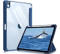 FINTIE Coque pour iPad Air 11 Pouces M4/M3/M2 (2026/2025/2024) et iPad Air 5/4 10.9 Pouces (2022/2020) - [Rangement de Stylet] Housse Transparente Claire Etui Antichoc, Bleu Naval
