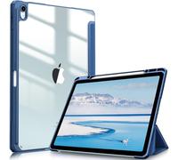 FINTIE Coque pour iPad Air 13 Pouces M3/M2 (2025/2024) - [Rangement de Stylet] Coque Transparente Claire, Étui Antichoc avec Bord en TPU Housse Pliable Sommeil/Réveil Auto, Bleu Naval