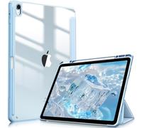 FINTIE Coque pour iPad Air 13 Pouces M3/M2 (2025/2024) - [Rangement de Stylet] Coque Transparente Claire, Étui Antichoc avec Bord en TPU Housse Pliable Sommeil/Réveil Auto, Bleu Clair