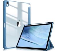 FINTIE Coque pour iPad Air 13 Pouces M3/M2 (2025/2024) - [Rangement de Stylet] Coque Transparente Claire, Étui Antichoc avec Bord en TPU Housse Pliable Sommeil/Réveil Auto, Bleu Brumeux