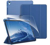 FINTIE Coque pour iPad Air 13 Pouces M4/M3/M2 (2026/2025/2024), [avec 1 Verre Trempé & Rangement de Stylet] Coque Translucide Givrée Housse Arrière Souple, Étui Fin Léger, Bleu Naval
