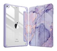 FINTIE Coque pour iPad Mini 5 (2019) & iPad Mini 4 (2015) - 7.9 Pouces | Étui Antichoc avec Emplacement du Stylet, Housse Arrière Transparente, Marbre Lilas
