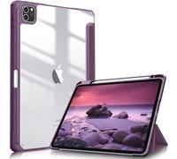 FINTIE Coque pour iPad Pro 11 Pouces(4e/3e/2e/1re Génération, 2022-2018) | Étui Transparent Claire avec Rangement Stylet, Housse de Protection Antichoc, Pourpre