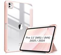 FINTIE Coque pour iPad Pro 11 Pouces M5/M4 (2025/2024) - [Rangement de Stylet] Coque Arrière Transparente Claire Étui Pliable, Housse Antichoc avec Bord en TPU, Or Rose