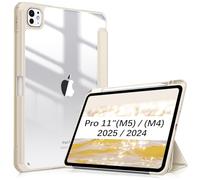 FINTIE Coque pour iPad Pro 11 Pouces M5/M4 (2025/2024) - [Rangement de Stylet] Coque Arrière Transparente Claire Étui Pliable, Housse Antichoc avec Bord en TPU, Lumière Stellaire