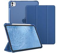 FINTIE Coque pour iPad Pro 11 Pouces M5/M4 (2025/2024) - [Rangement de Stylet] Coque Transparente Givrée, Housse Arrière Souple en TPU, Étui Fin et Léger, Bleu Naval