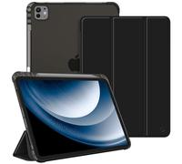 FINTIE Coque pour iPad Pro 11 Pouces 2024 M4 5ème Génération - [Rangement de Stylet] Coque Transparente Givrée, Housse Arrière Souple en TPU, Étui Fin et Léger, Noir