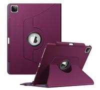 FINTIE Coque pour iPad Pro 12.9 Pouces 2022/2021/2020/2018 (6e/5e/4e/3e Génération) - [Rangement de Pencil] Housse Rotative à 360° Etui Veille/Réveil Auto Pochette Pivotante, Pourpre