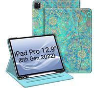 FINTIE Coque pour iPad Pro 12.9 Pouces 2022/2021 (6ème/5ème Génération)-[Rangement de Pencil] Housse Multipositions Etui Protection Aussi pour iPad Pro 12.9 2020/2018 (4e/3e Gén), Jade