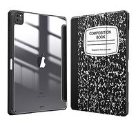FINTIE Coque pour iPad Pro 12.9 Pouces 6ème/5ème/4ème/3ème Génération (2022/2021/2020/2018) - [Rangement de Pencil] Housse Arrière Transparente Claire Etui Antichoc, Cahier Noir