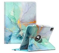 FINTIE Coque pour iPad Pro 12.9 Pouces 6e/5e/4e/3e Génération (2022-2018) | Housse Rotative à 360° avec Porte-stylet Intégré, Etui Veille/Réveil Automatique, Marbre Émeraude