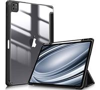FINTIE Coque pour iPad Pro 12.9 Pouces 6ème/5ème/4ème/3ème Génération (2022/2021/2020/2018) - [Rangement de Pencil] Housse Arrière Transparente Claire Etui Antichoc, Noir