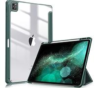 FINTIE Coque pour iPad Pro 12.9 Pouces 6ème/5ème/4ème/3ème Génération (2022/2021/2020/2018) - [Rangement de Pencil] Housse Arrière Transparente Claire Etui Antichoc, Vert Forêt