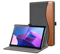 FINTIE Coque pour Lenovo Tab M10 3ème génération 10.1" 2022 (TB328) - Housse Multipositions avec Poche de Document Etui Protection pour Lenovo Tab M10 (3rd Gen), Gris/Marron