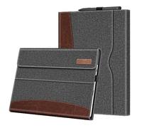 FINTIE Coque pour Microsoft Surface Pro 11/10/9 13 Pouces (2024/2022), Housse Multipositions Protection avec Poche de Documents, Etui Compatible avec Clavier Type Cover, Gris/Marron