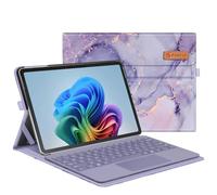 FINTIE Coque pour Microsoft Surface Pro 12 Pouces 2025, Housse Multipositions avec Fermeture Magnétique, Coque Arrière Rigide, Étui Compatible avec Clavier Type Cover, Marbre Lilas