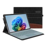 FINTIE Coque pour Microsoft Surface Pro 12 Pouces 2025, Housse Multipositions avec Fermeture Magnétique, Coque Arrière Rigide, Étui Compatible avec Clavier Type Cover, Noir/Marron